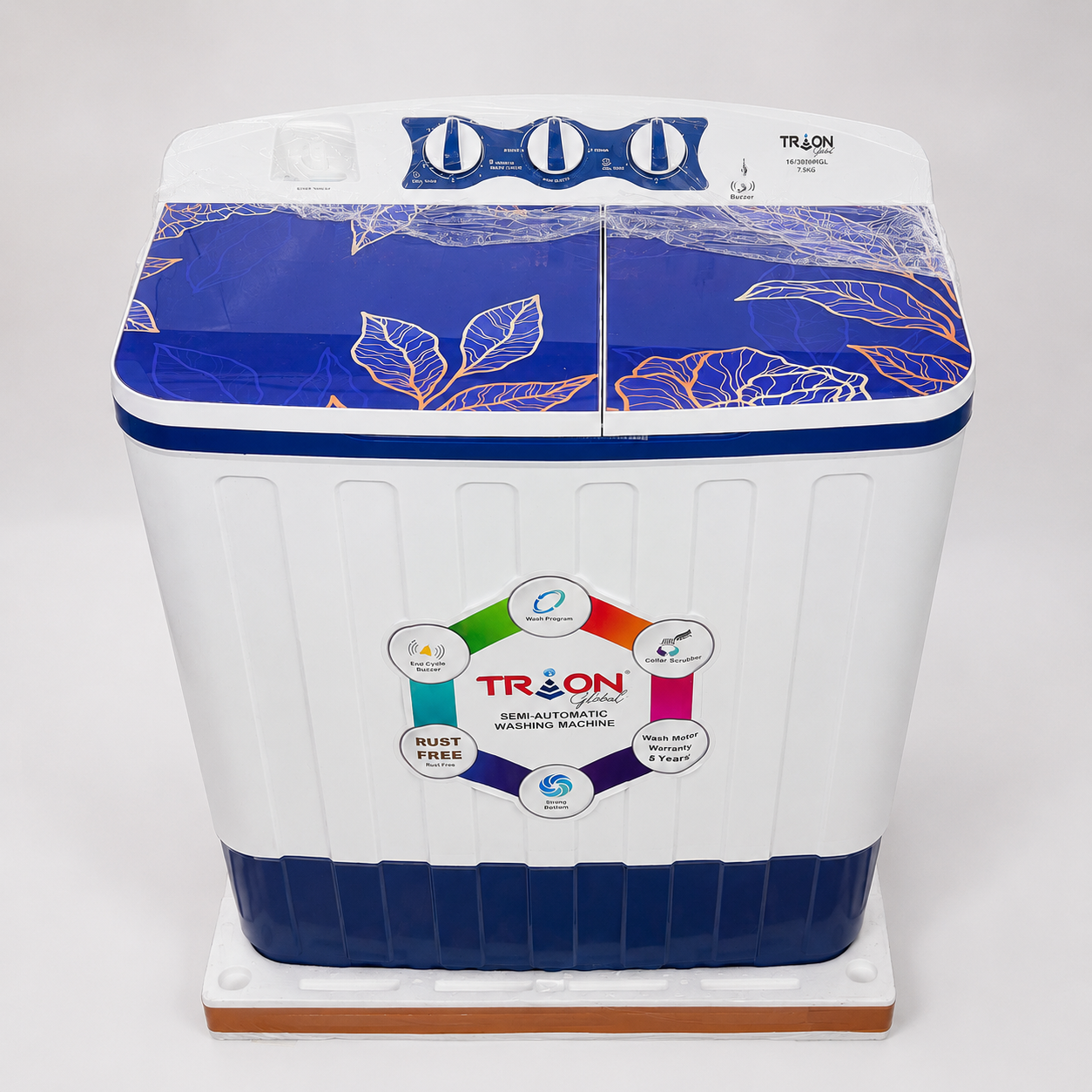 Trion 7.5 kg Semi Automatic Top Load White, Blue